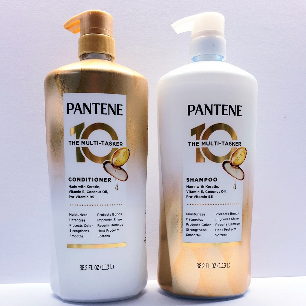 Pantene The Multi-Tasker 10 SHAMPOO & CONDITIONER, 38.2 fl oz each